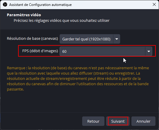 Assistant de configuration automatique OBS