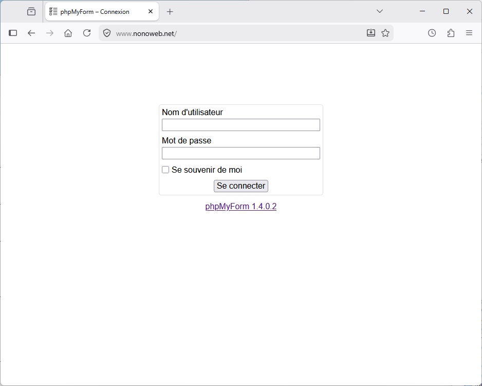phpMyForm : Login