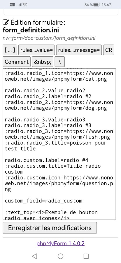 phpMyForm : Capture d'écran smartphone 3